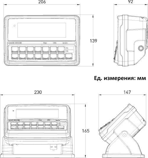 Габаритные размеры индикаторов CAS серии CI-200S