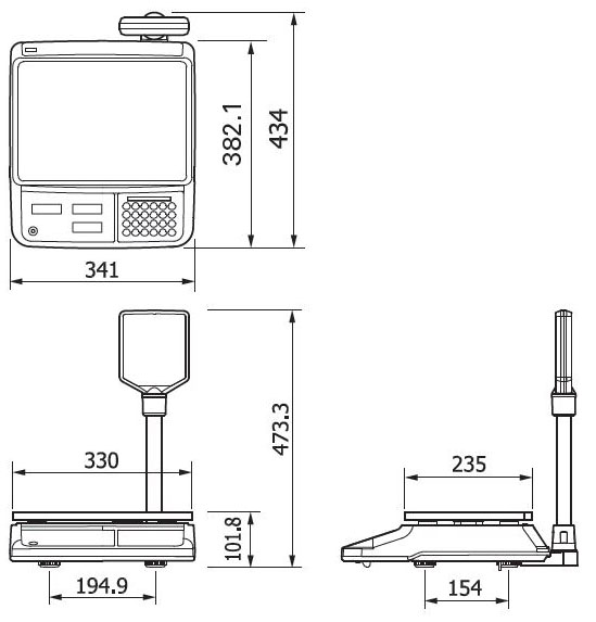 Размеры весов CAS PR 2